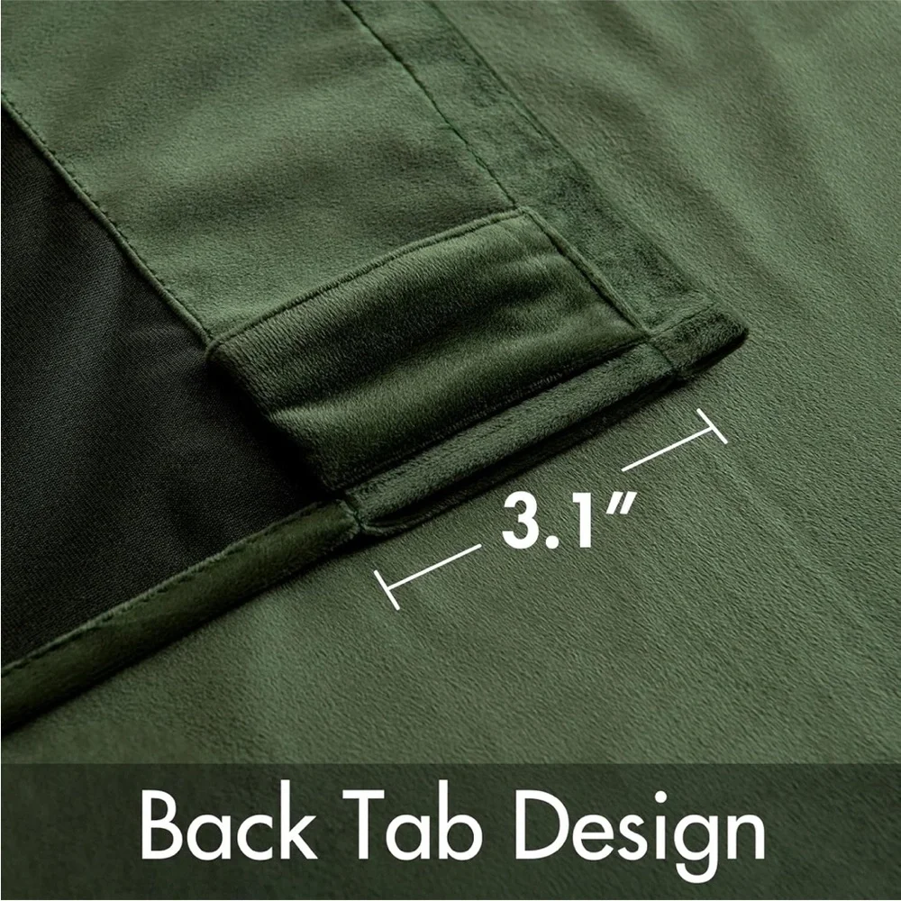 Green velvet curtain panel - Picture 3 of 6